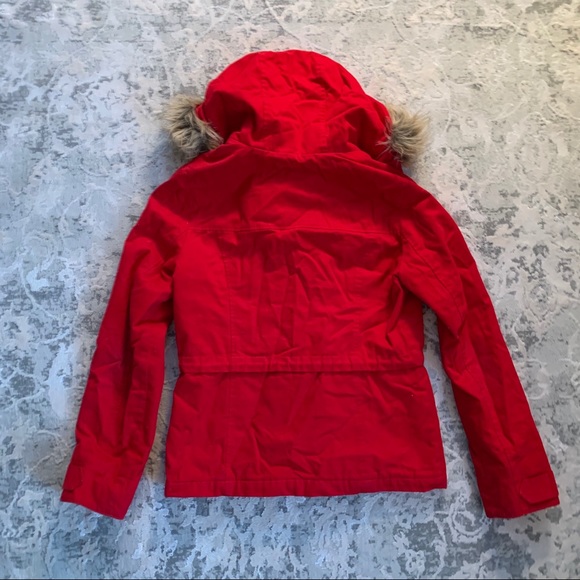 Red fur lined coat - Picture 2 of 3